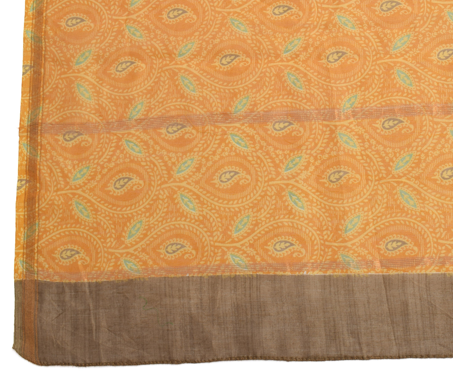 Sushila Vintage Brown Dupatta Pure Cotton Silk Printed Long Stole Veil Hijab