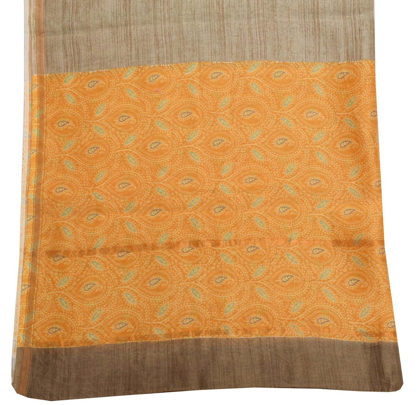 Sushila Vintage Brown Dupatta Pure Cotton Silk Printed Long Stole Veil Hijab