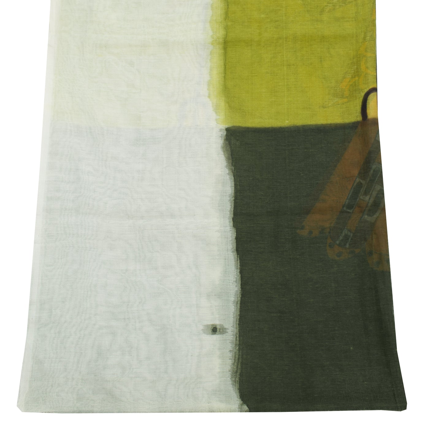 Sushila Vintage Green Dupatta Blend Cotton Printed Birds Long Stole Veil Hijab