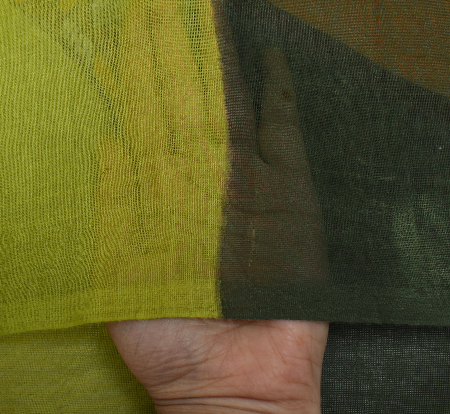 Sushila Vintage Green Dupatta Blend Cotton Printed Birds Long Stole Veil Hijab