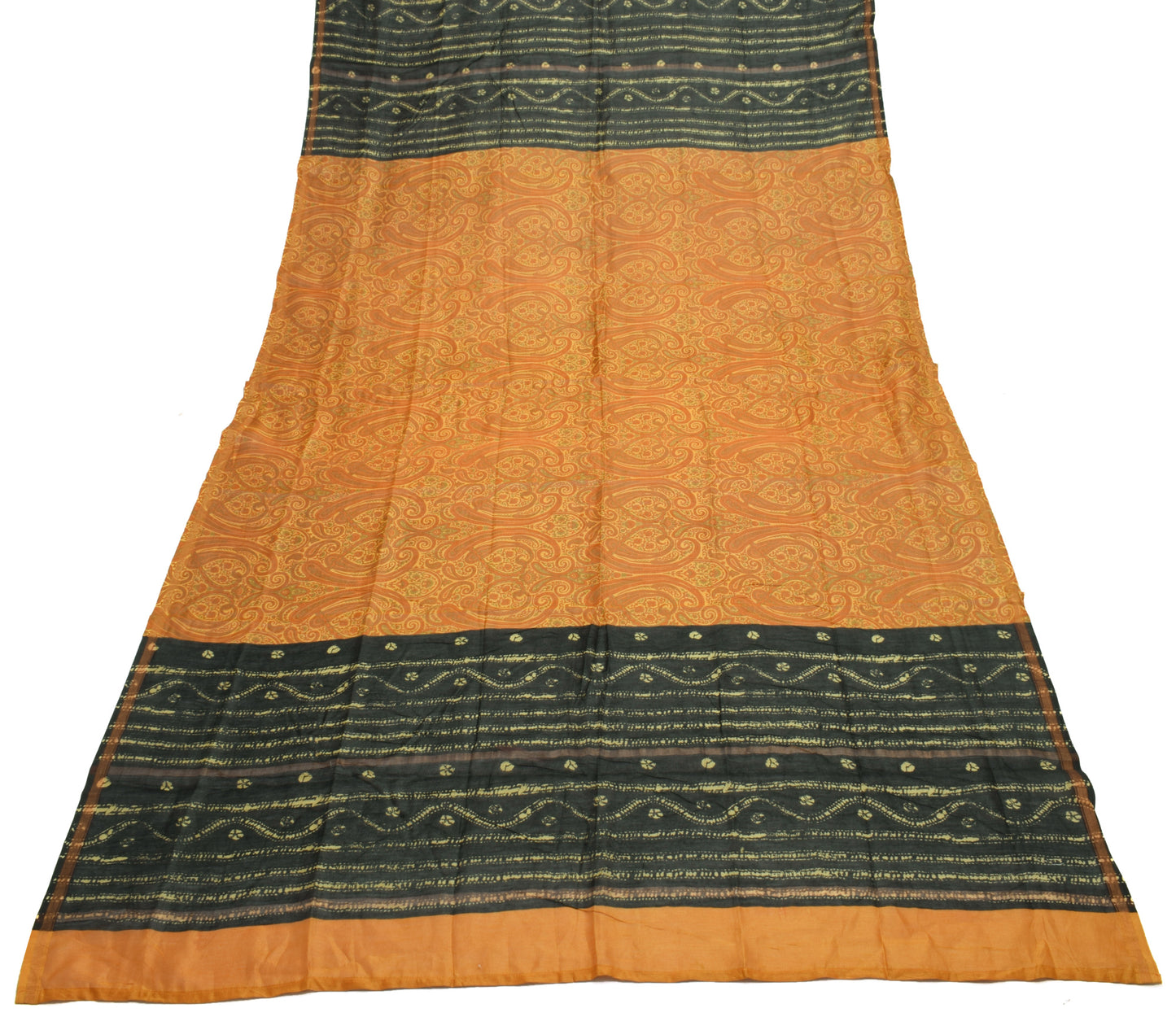 Sushila Vintage Mustard Indian Dupatta 100% Pure Cotton Paisley Long Stole Hijab