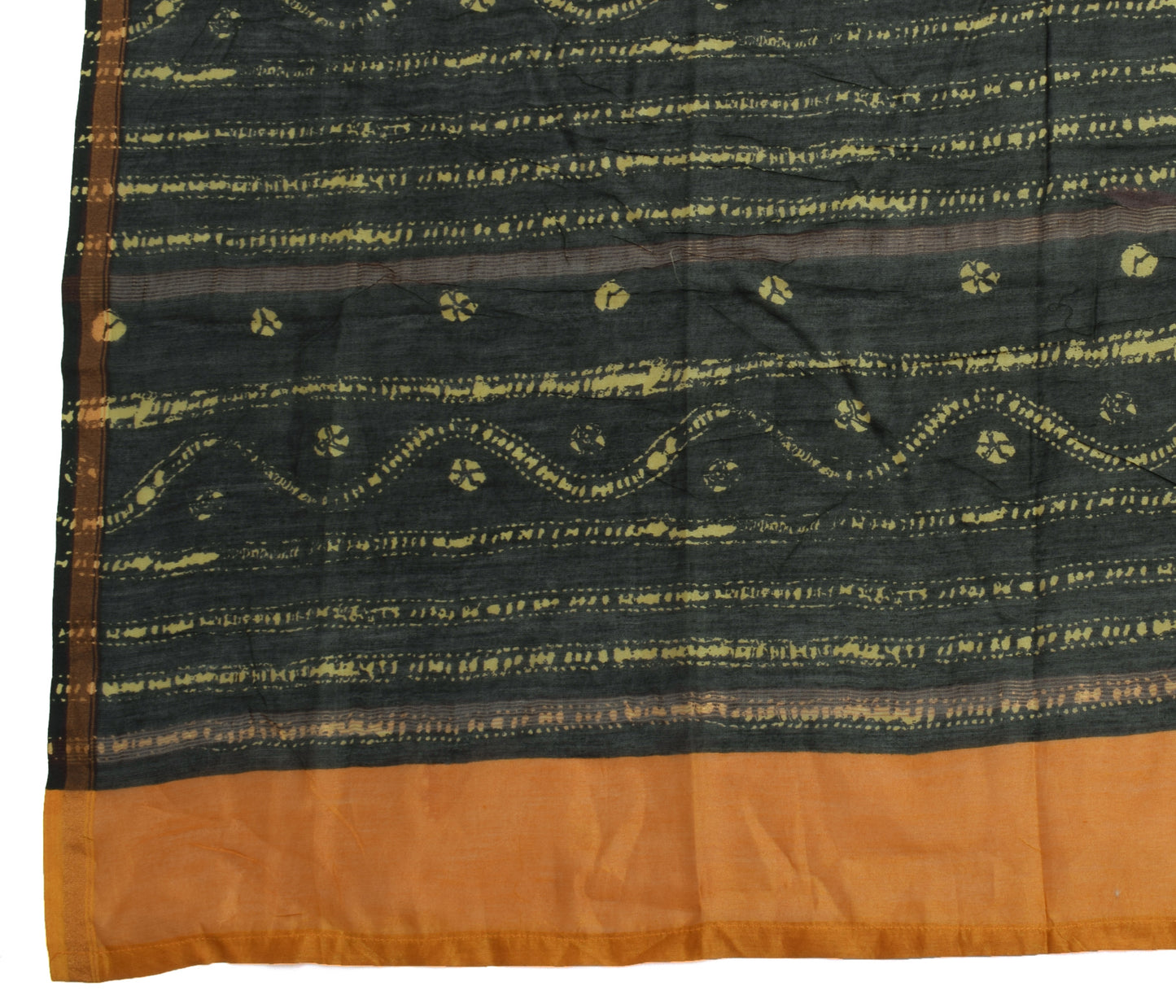 Sushila Vintage Mustard Indian Dupatta 100% Pure Cotton Paisley Long Stole Hijab