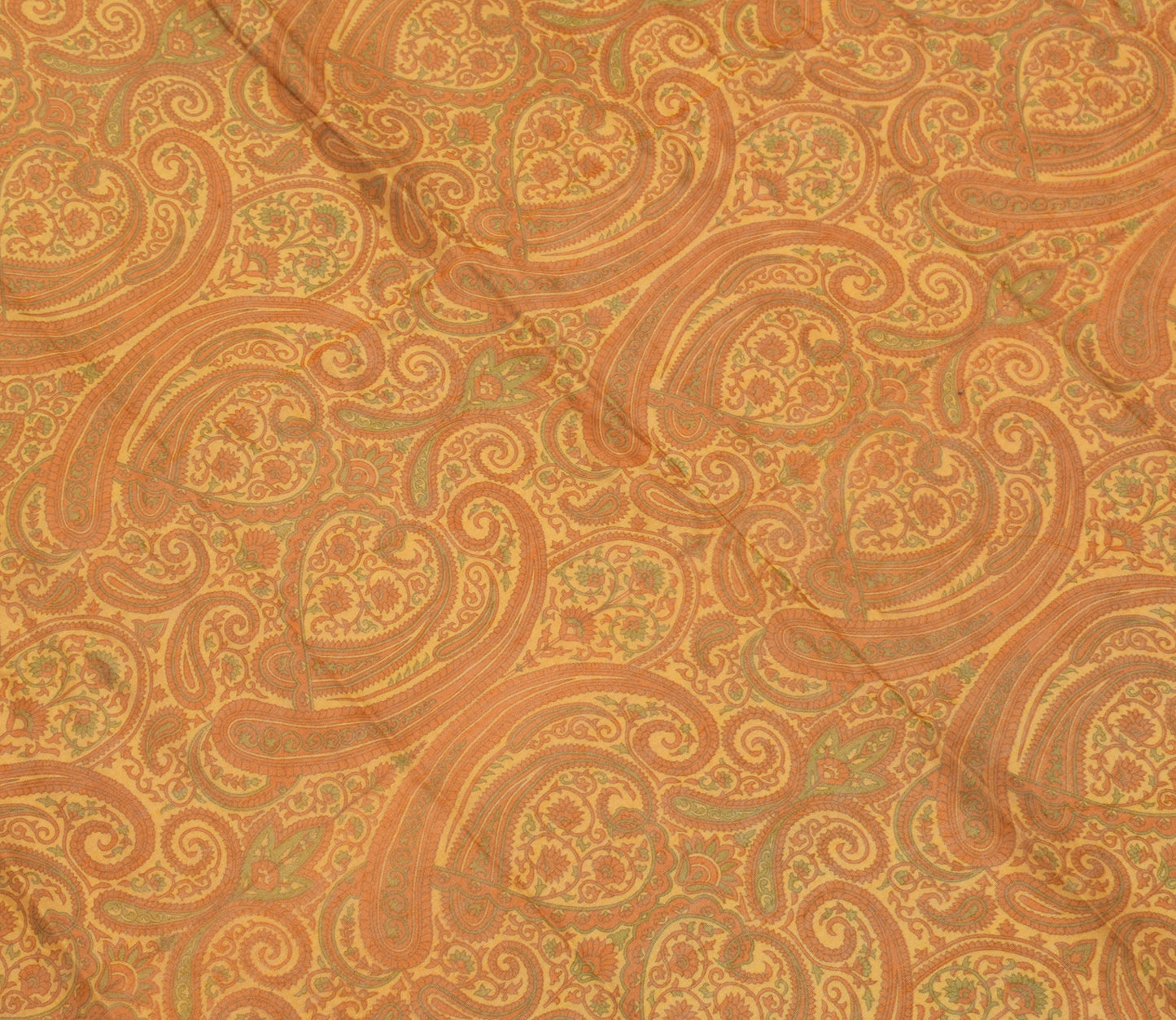 Sushila Vintage Mustard Indian Dupatta 100% Pure Cotton Paisley Long Stole Hijab