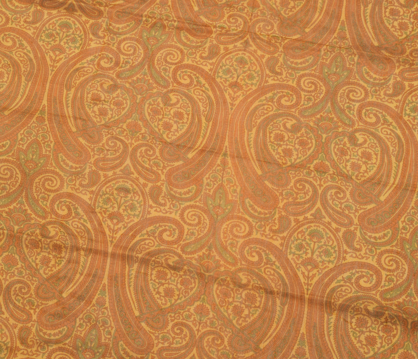 Sushila Vintage Mustard Indian Dupatta 100% Pure Cotton Paisley Long Stole Hijab