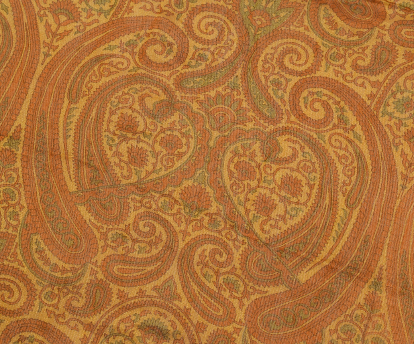 Sushila Vintage Mustard Indian Dupatta 100% Pure Cotton Paisley Long Stole Hijab