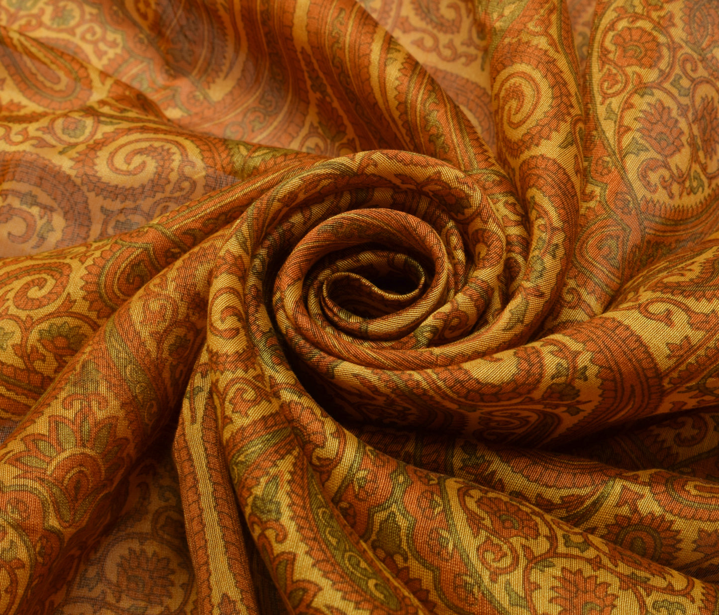 Sushila Vintage Mustard Indian Dupatta 100% Pure Cotton Paisley Long Stole Hijab