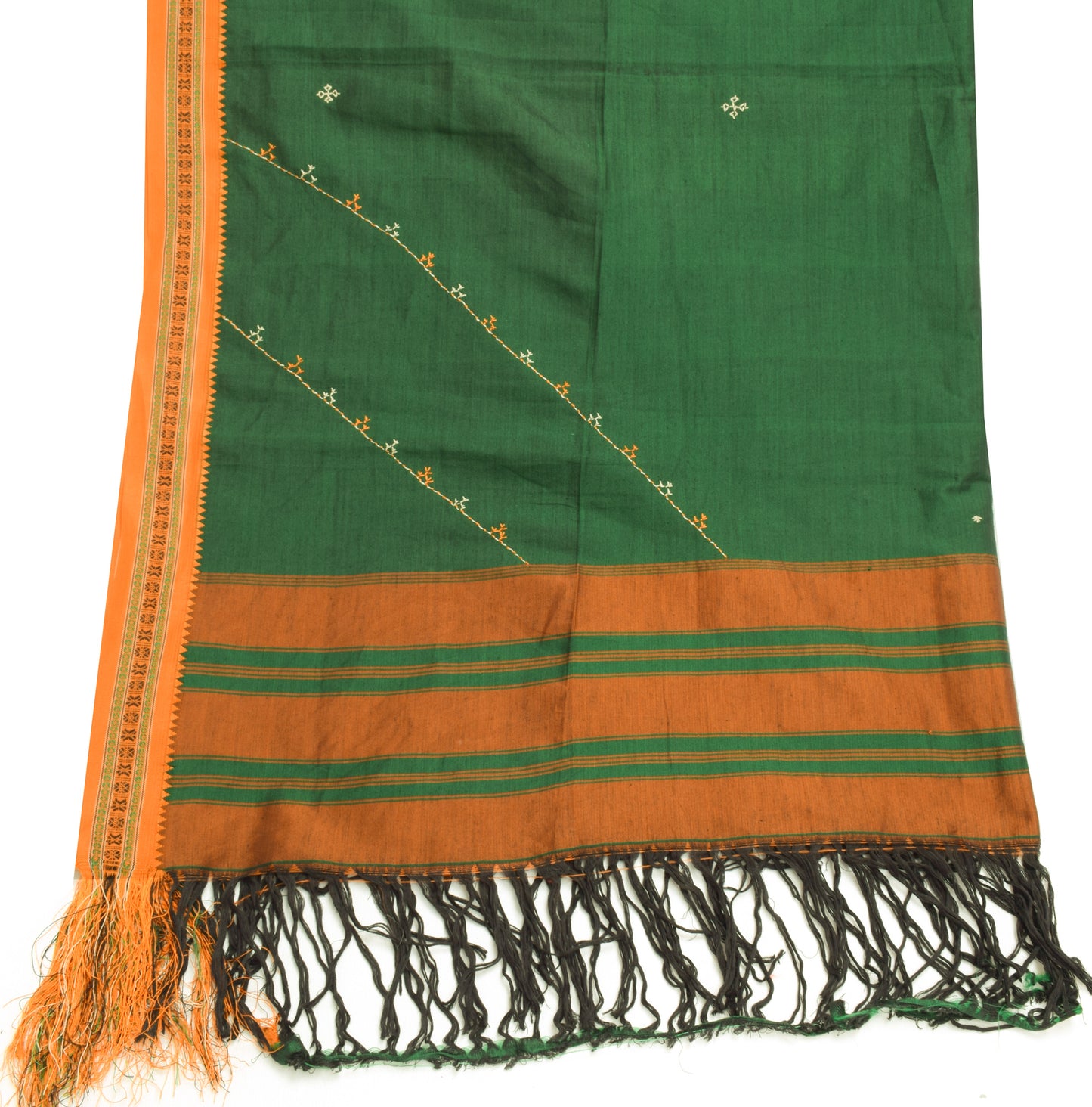 Sushila Vintage Green Indian Dupatta Blend Cotton Woven Floral Long Stole Hijab