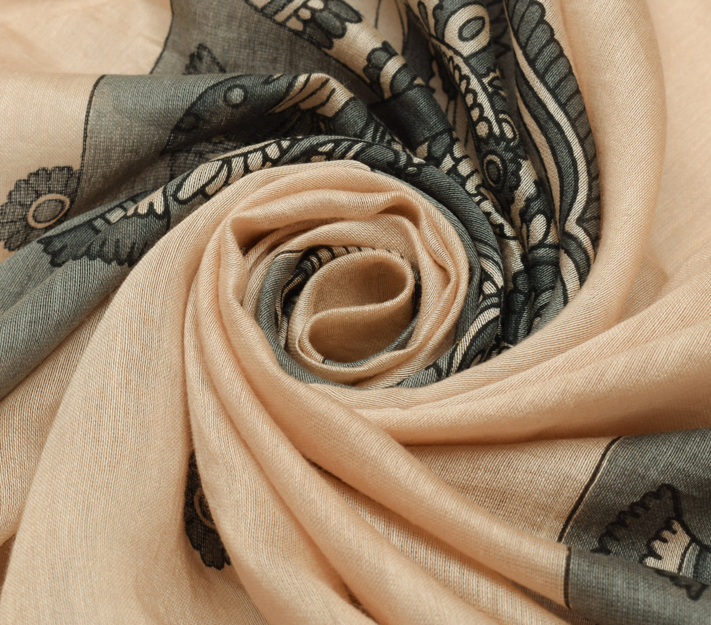 Sushila Vintage Brown Dupatta 100% Pure Cotton Humans Printed Long Stole Scarves
