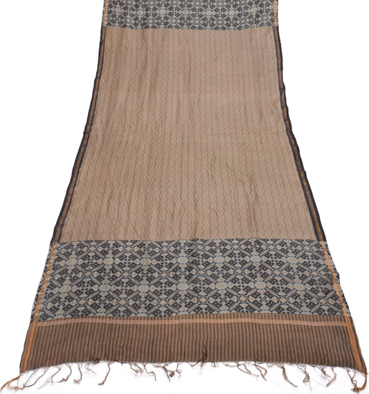 Sushila Vintage Brown Dupatta 100% Pure Cotton Lahariya Printed Long Stole Hijab