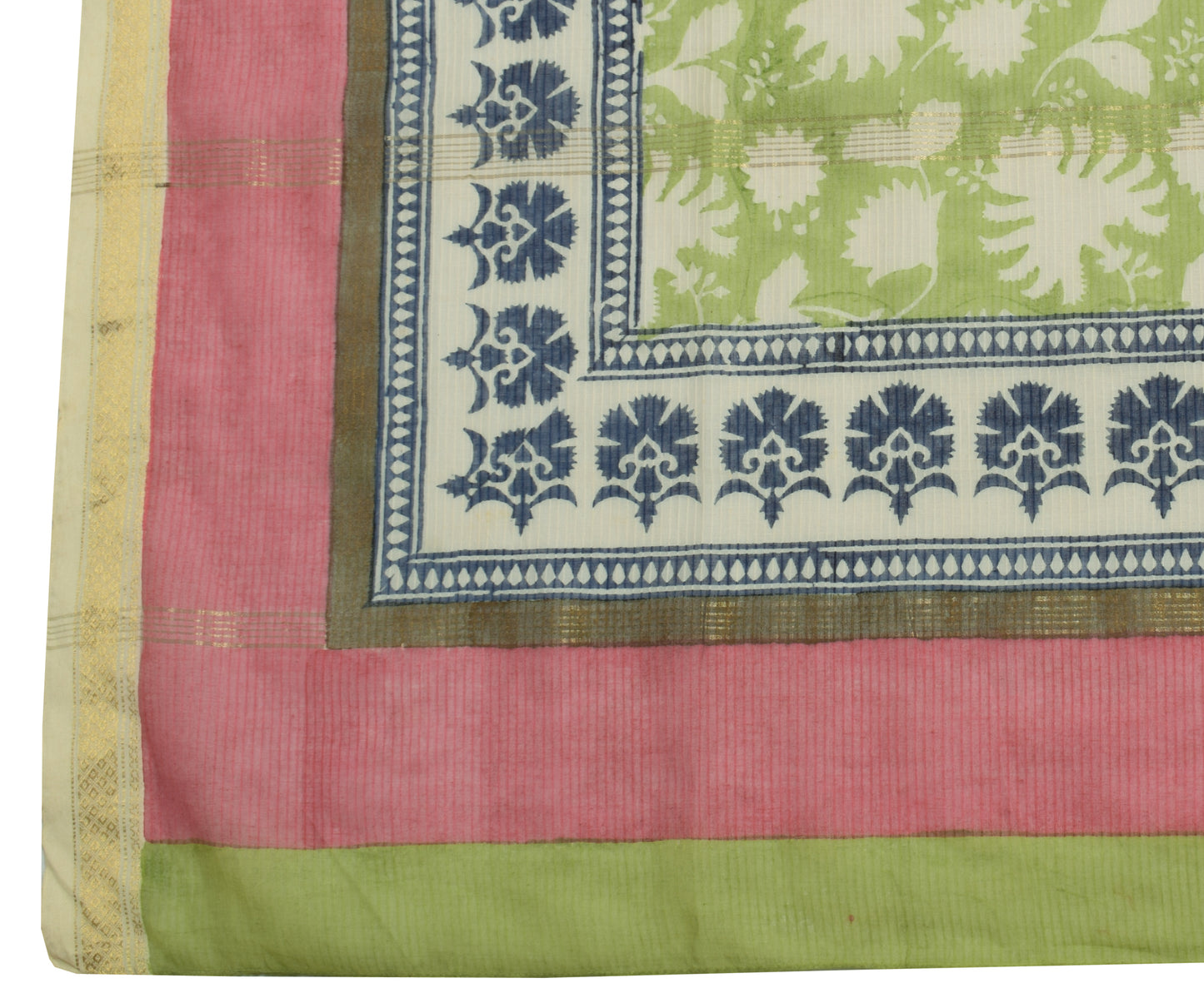 Sushila Vintage Green Dupatta 100% Pure Cotton Hand Block Printed Long Stole