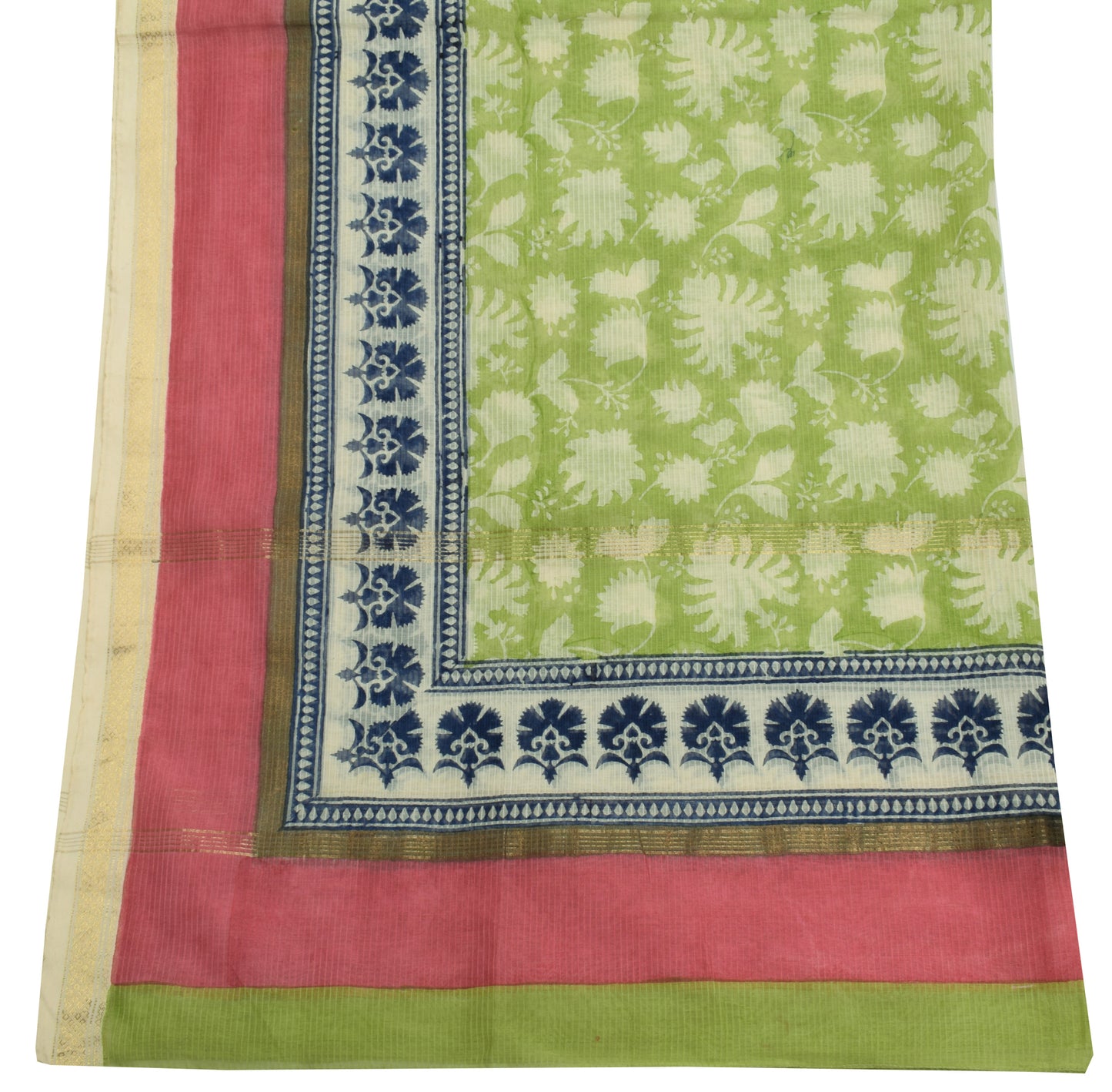 Sushila Vintage Green Dupatta 100% Pure Cotton Hand Block Printed Long Stole
