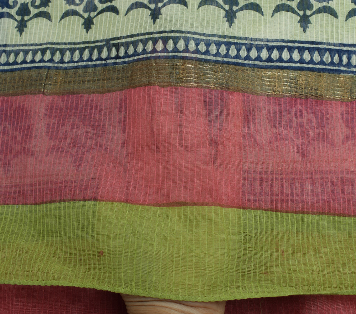 Sushila Vintage Green Dupatta 100% Pure Cotton Hand Block Printed Long Stole