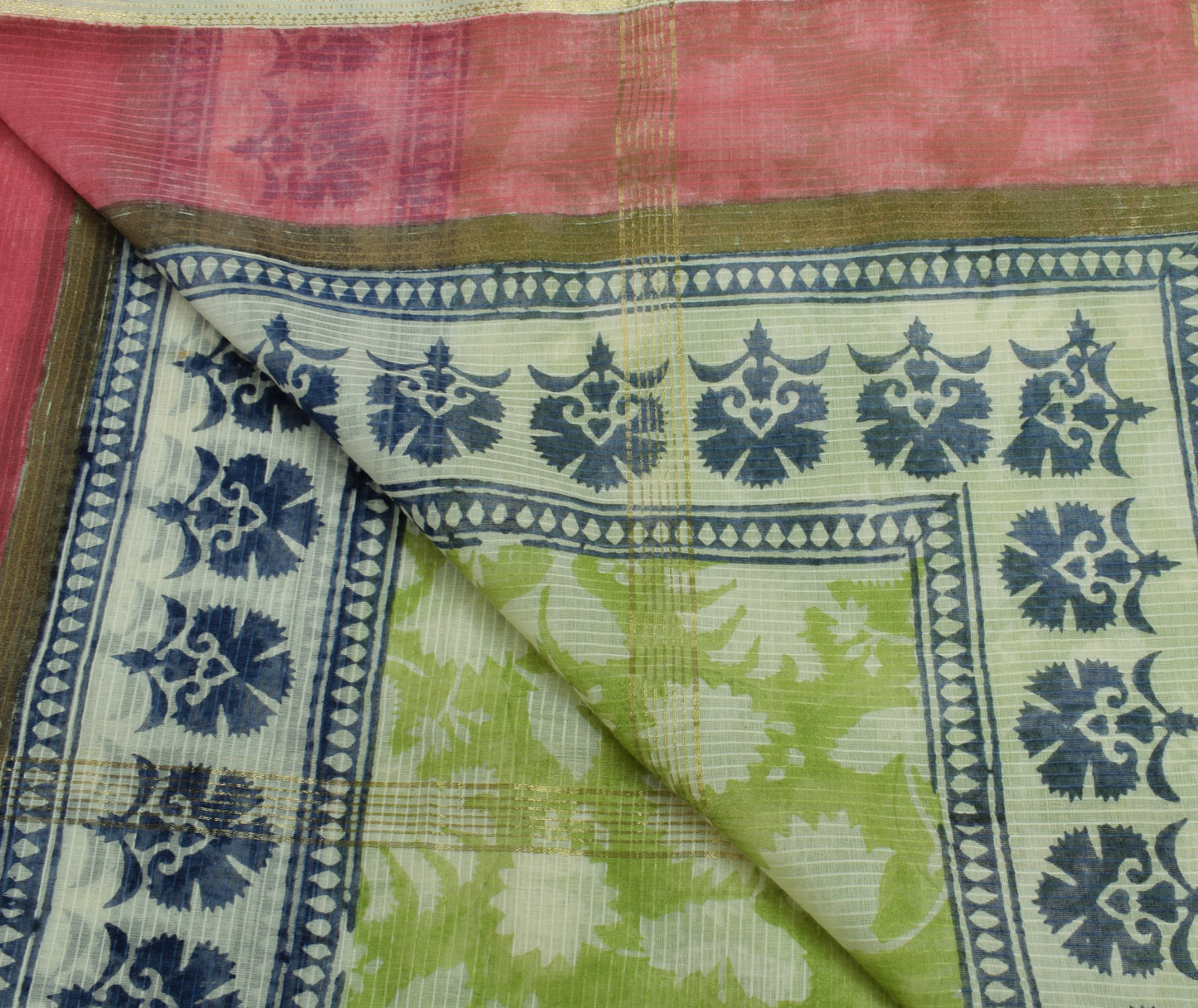 Sushila Vintage Green Dupatta 100% Pure Cotton Hand Block Printed Long Stole