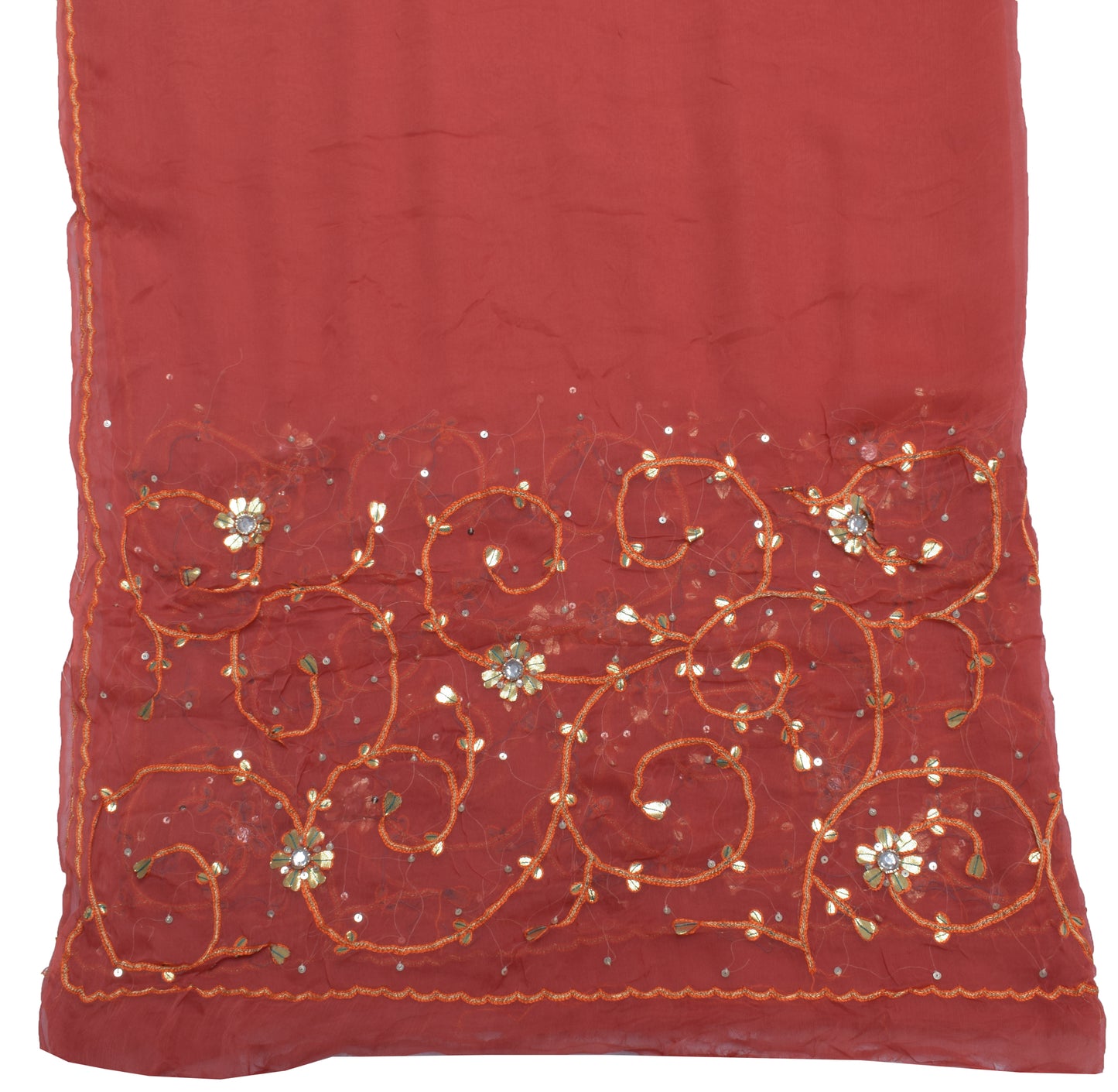 Sushila Vintage Indian Dupatta 100% Pure Chiffon Silk Hand Beaded Long Stole