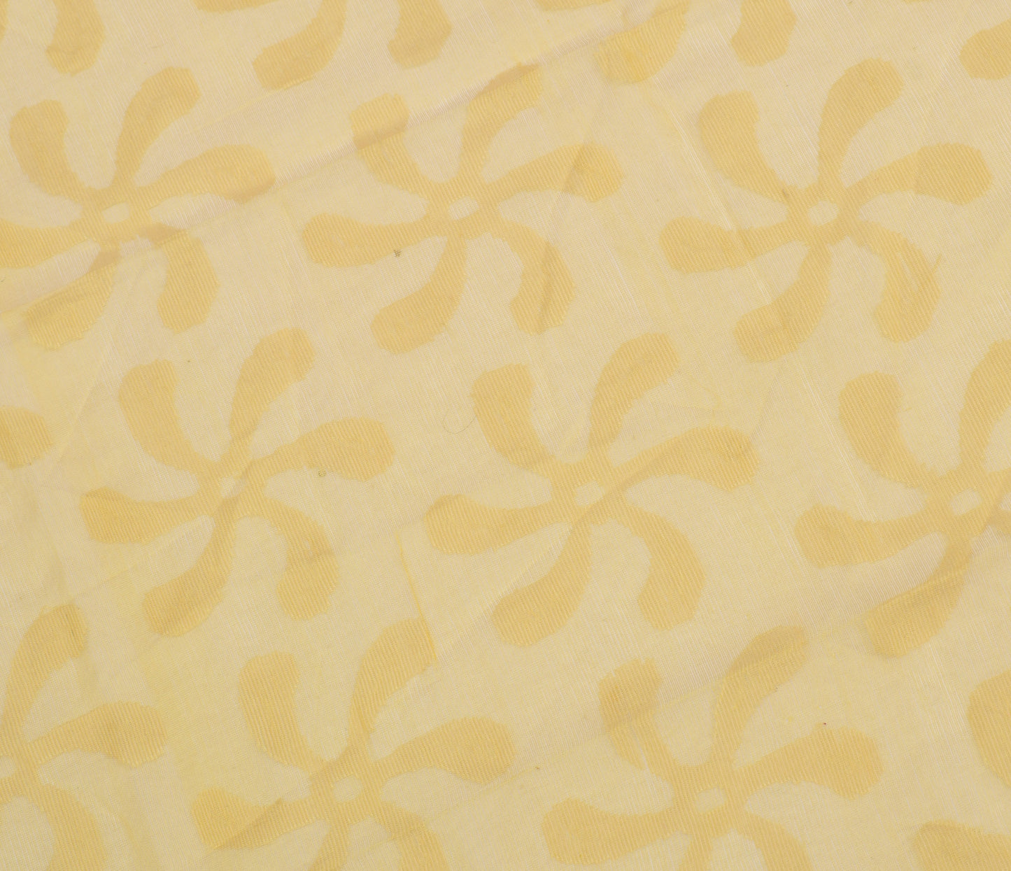Sushila Vintage Yellow Indian Dupatta 100% Pure Silk Woven Floral Long Stole