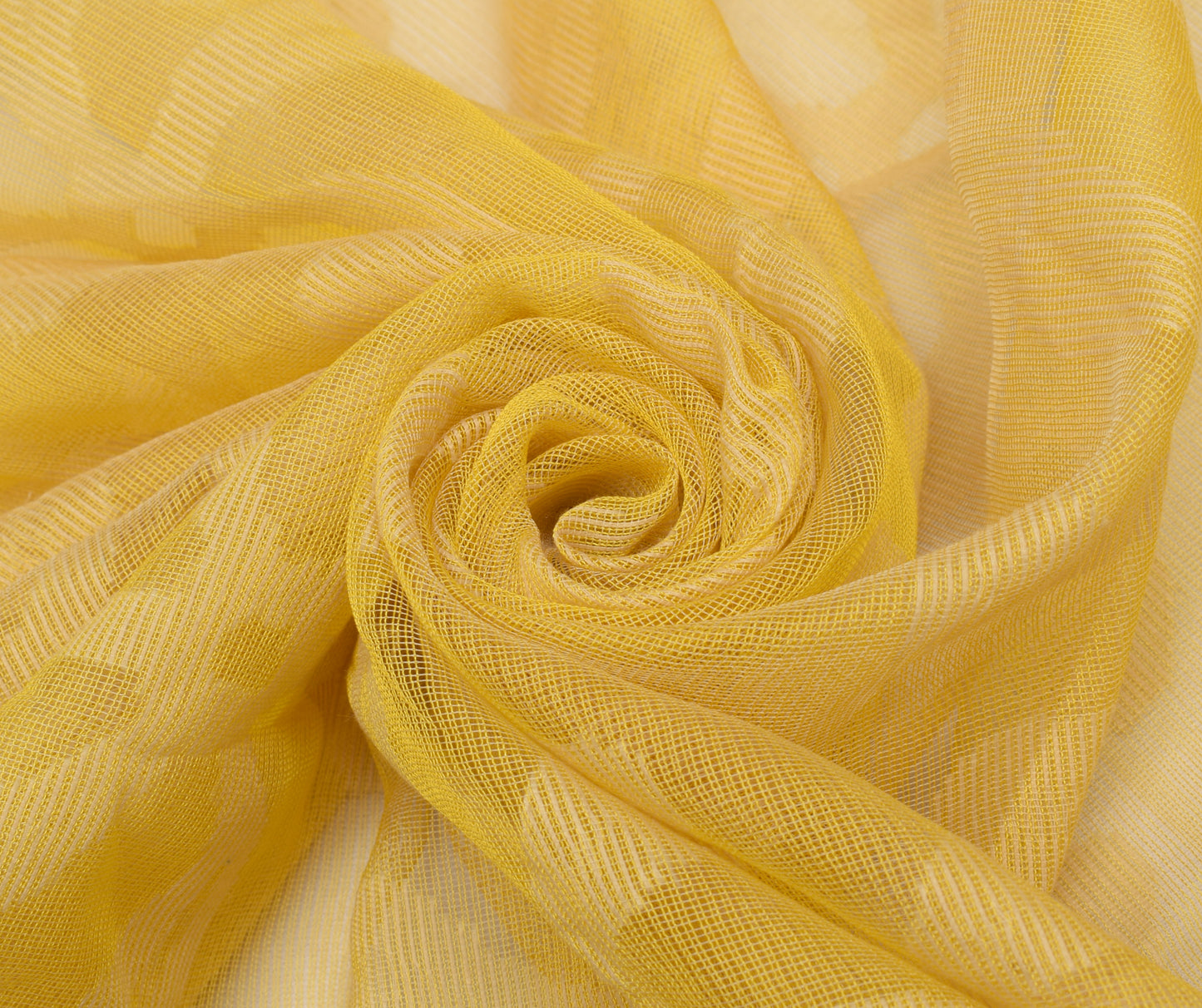 Sushila Vintage Yellow Indian Dupatta 100% Pure Silk Woven Floral Long Stole