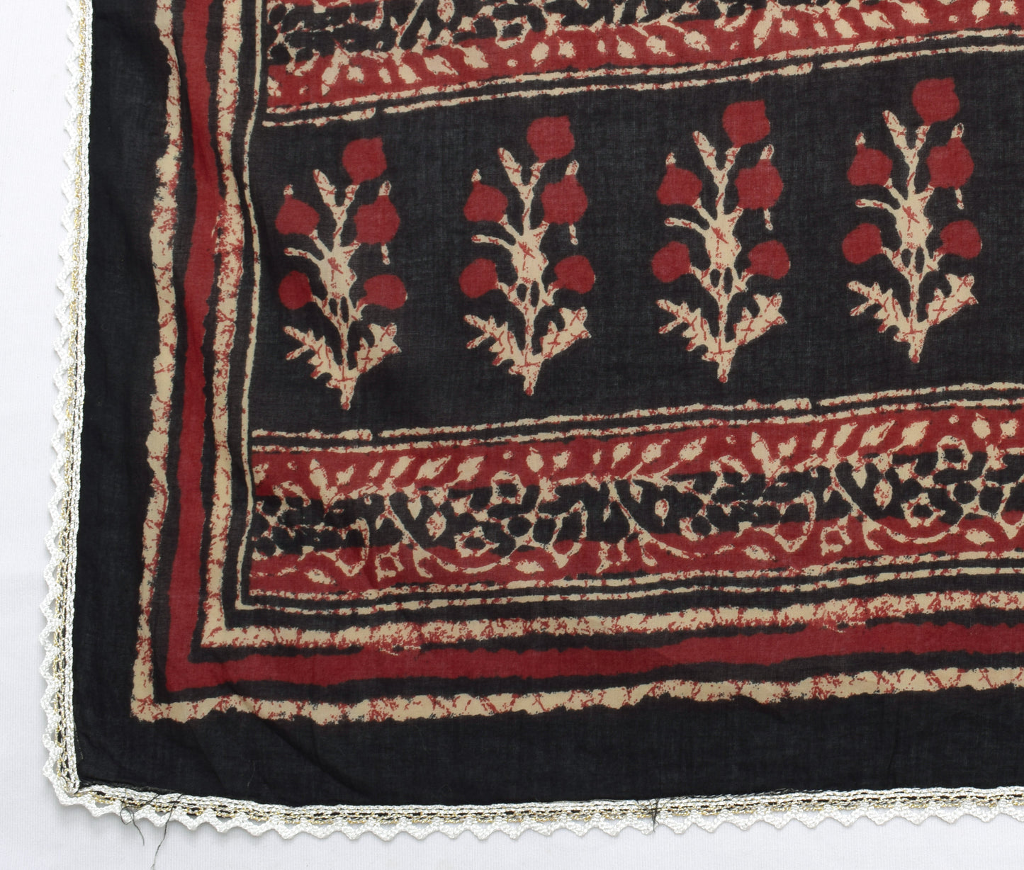 Sushila Vintage Brown Dupatta 100% Pure Cotton Printed Zig-Zag Long Stole Hijab