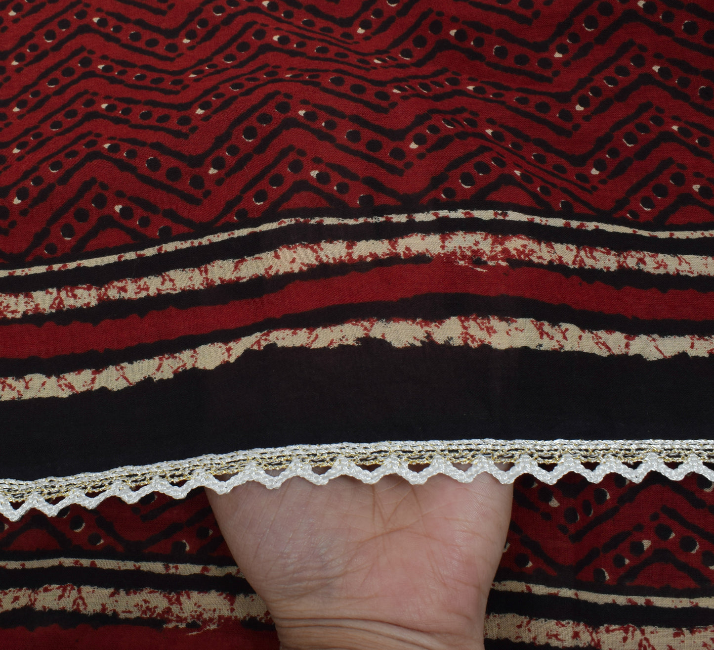 Sushila Vintage Brown Dupatta 100% Pure Cotton Printed Zig-Zag Long Stole Hijab