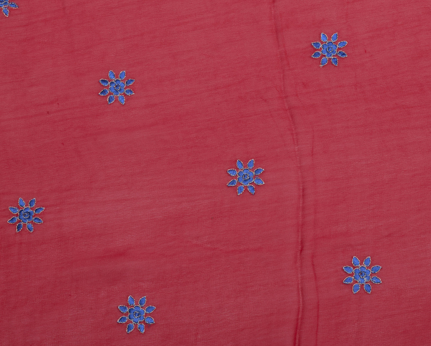 Sushila Vintage Red Dupatta 100% Pure Georgette Silk Embroidered Long Stole Wrap