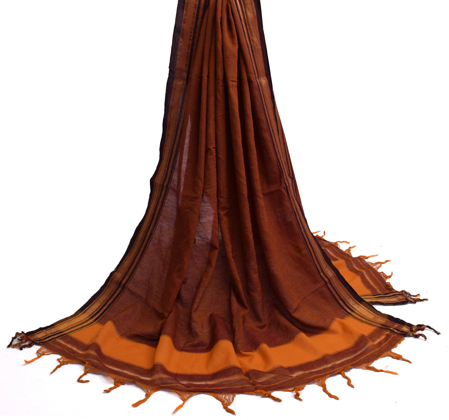 Sushila Vintage Rust Indian Dupatta 100% Pure Cotton Woven Long Stole Wrap Veil