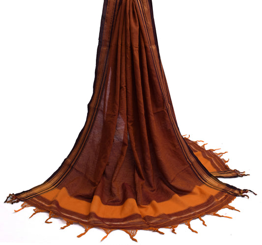 Sushila Vintage Rust Indian Dupatta 100% Pure Cotton Woven Long Stole Wrap Veil