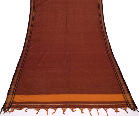 Sushila Vintage Rust Indian Dupatta 100% Pure Cotton Woven Long Stole Wrap Veil