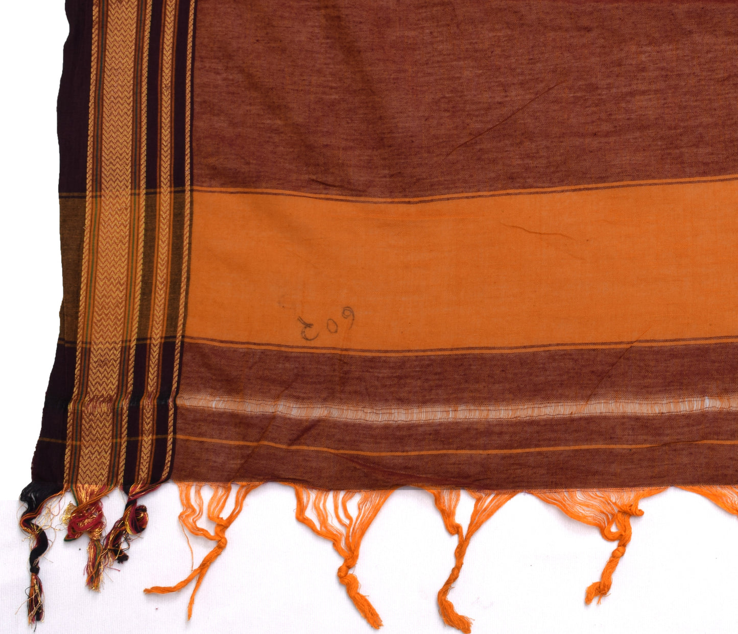 Sushila Vintage Rust Indian Dupatta 100% Pure Cotton Woven Long Stole Wrap Veil