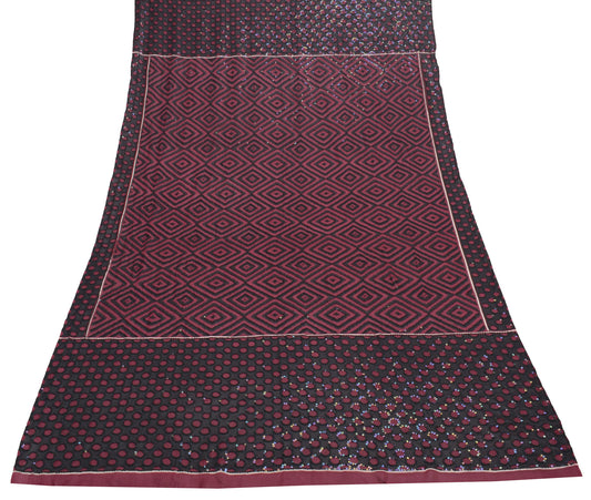 Sushila Vintage Purple & Black Dupatta Pure Georgette Hand Beaded Long Stole