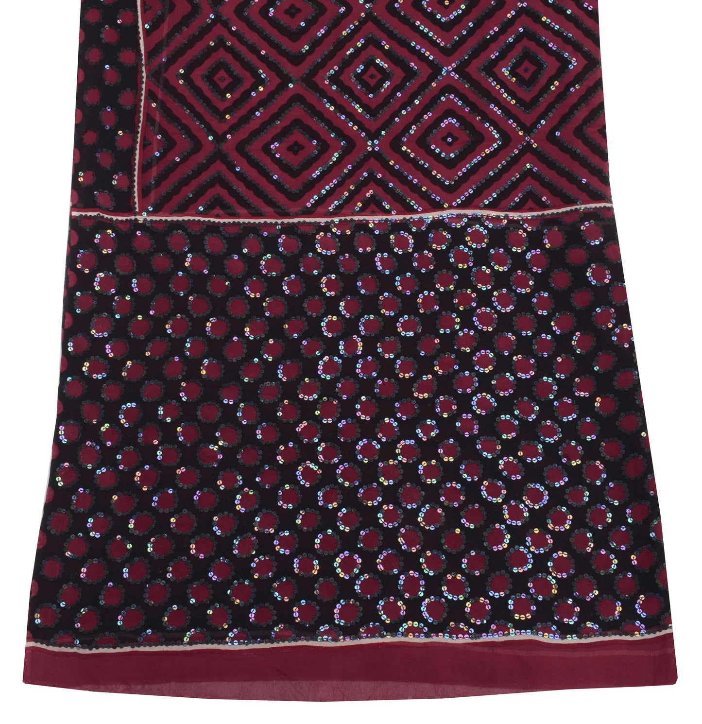 Sushila Vintage Purple & Black Dupatta Pure Georgette Hand Beaded Long Stole