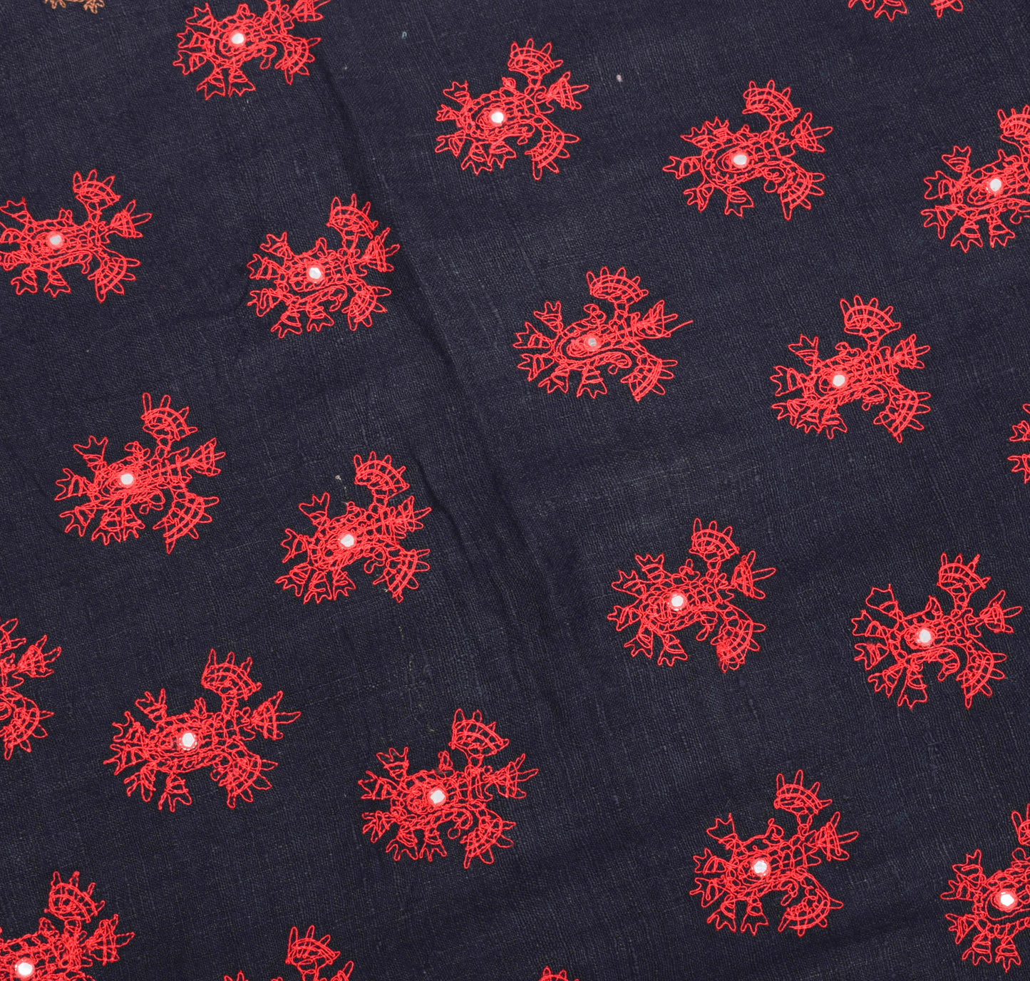 Sushila Vintage Black Dupatta 100% Pure Cotton Embroidered Floral Long Stole