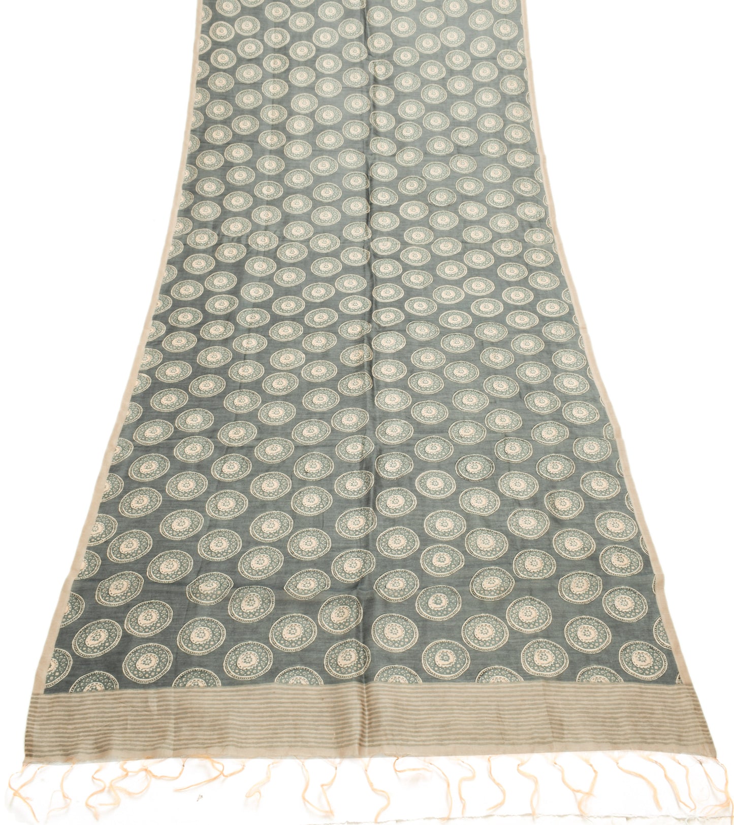 Sushila Vintage Dark Gray Dupatta 100% Pure Cotton Printed Long Stole Hijab