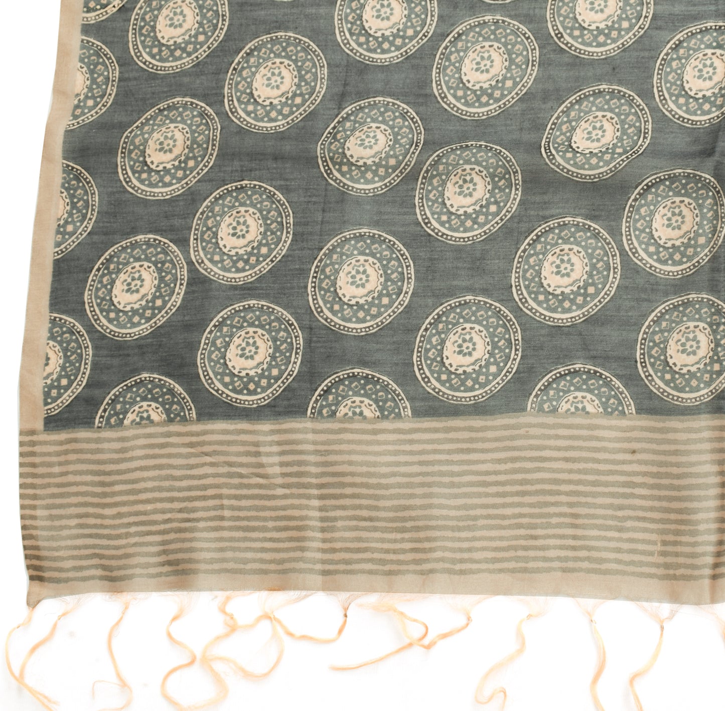 Sushila Vintage Dark Gray Dupatta 100% Pure Cotton Printed Long Stole Hijab
