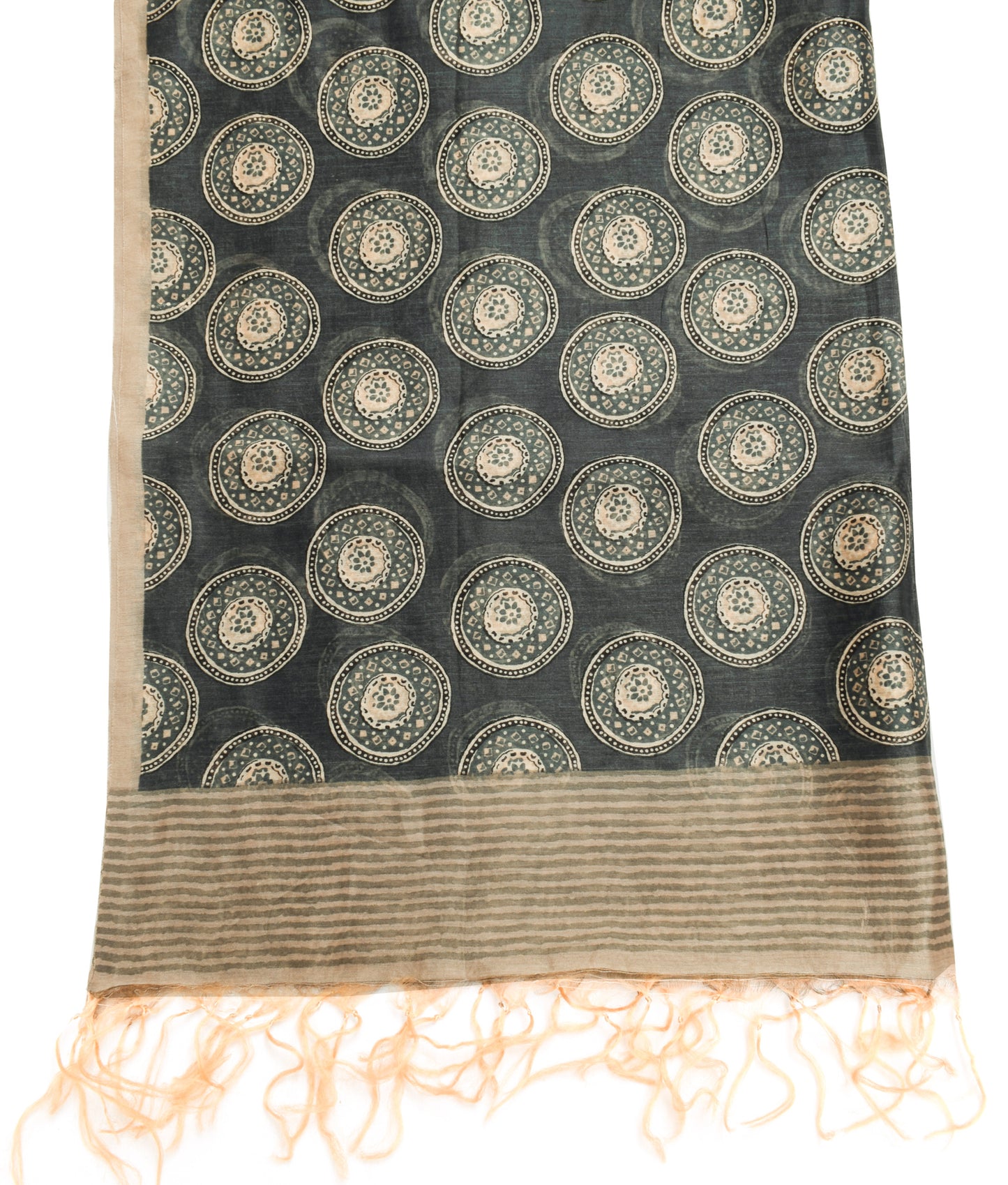 Sushila Vintage Dark Gray Dupatta 100% Pure Cotton Printed Long Stole Hijab