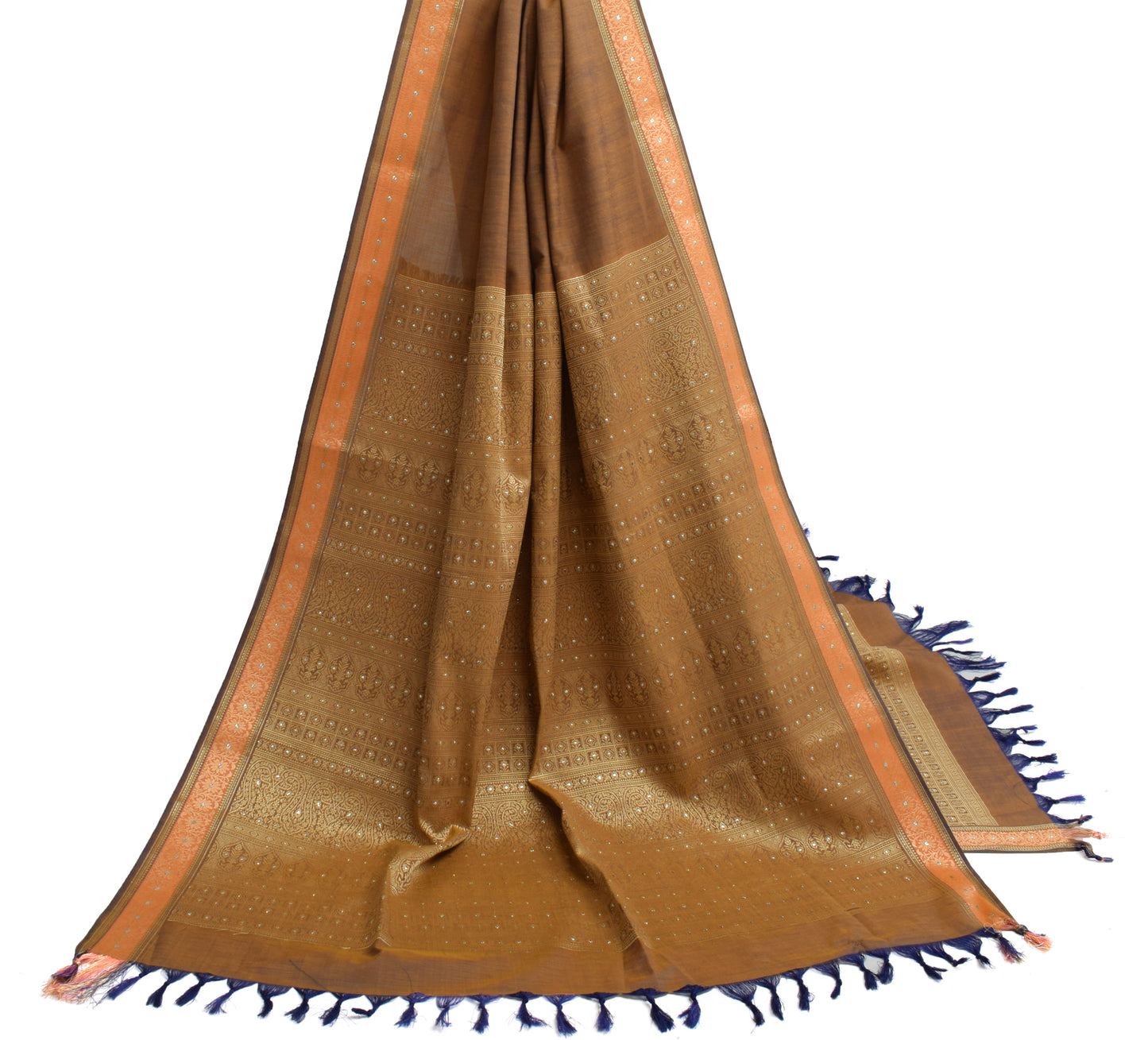 Sushila Vintage Indian Dupatta Blend Cotton Woven Floral Long Stole Veil Scarves