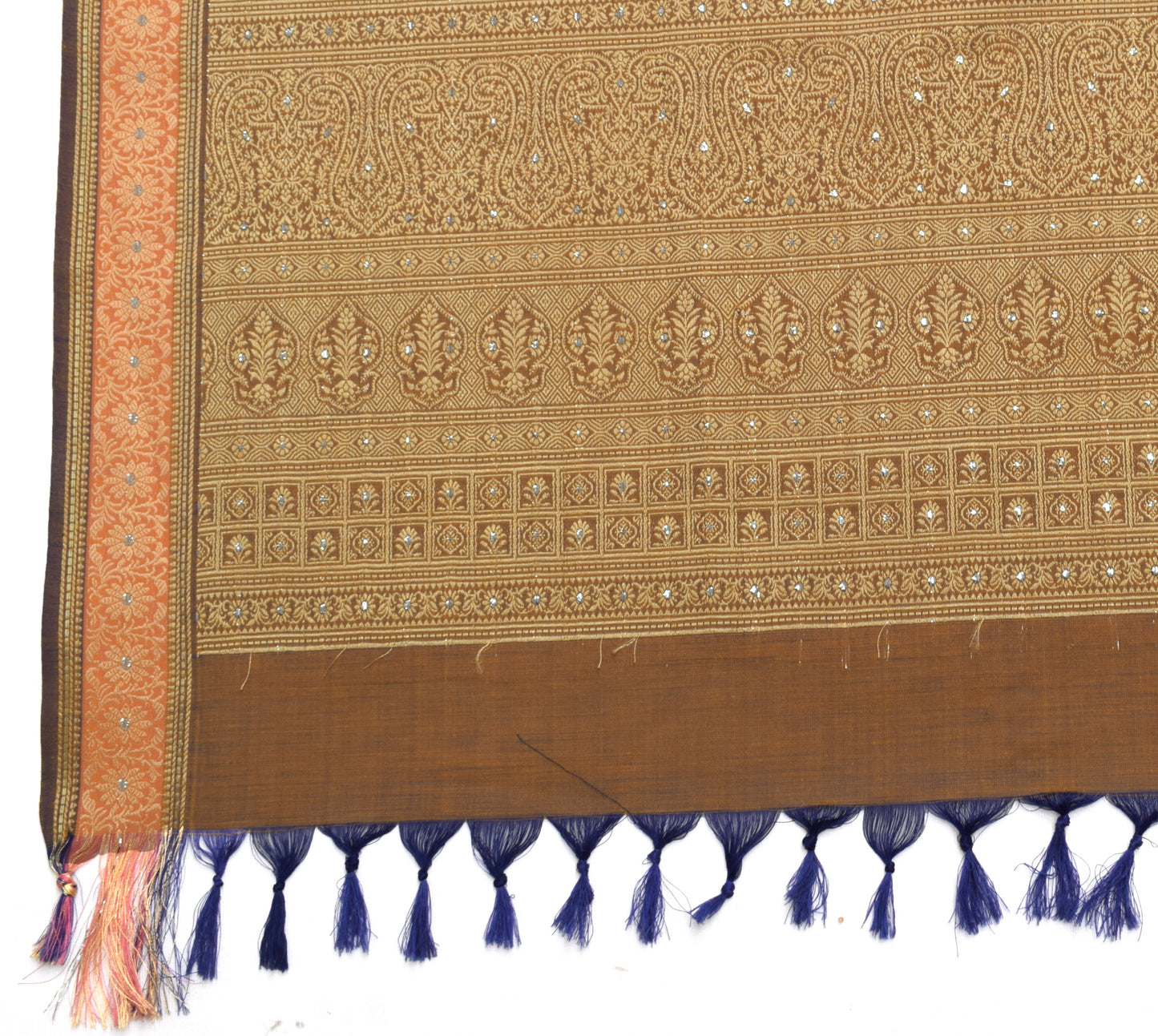 Sushila Vintage Indian Dupatta Blend Cotton Woven Floral Long Stole Veil Scarves