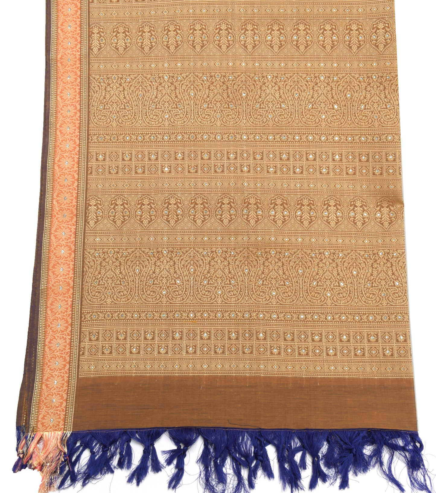 Sushila Vintage Indian Dupatta Blend Cotton Woven Floral Long Stole Veil Scarves