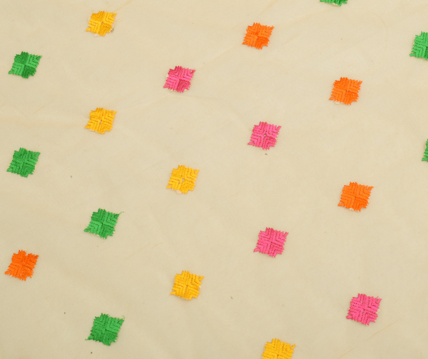 Sushila Vintage Light Yellow Dupatta Net Mesh Phulkari Embroidered  Long Stole