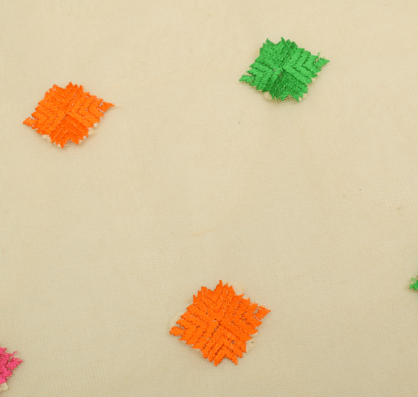 Sushila Vintage Light Yellow Dupatta Net Mesh Phulkari Embroidered  Long Stole