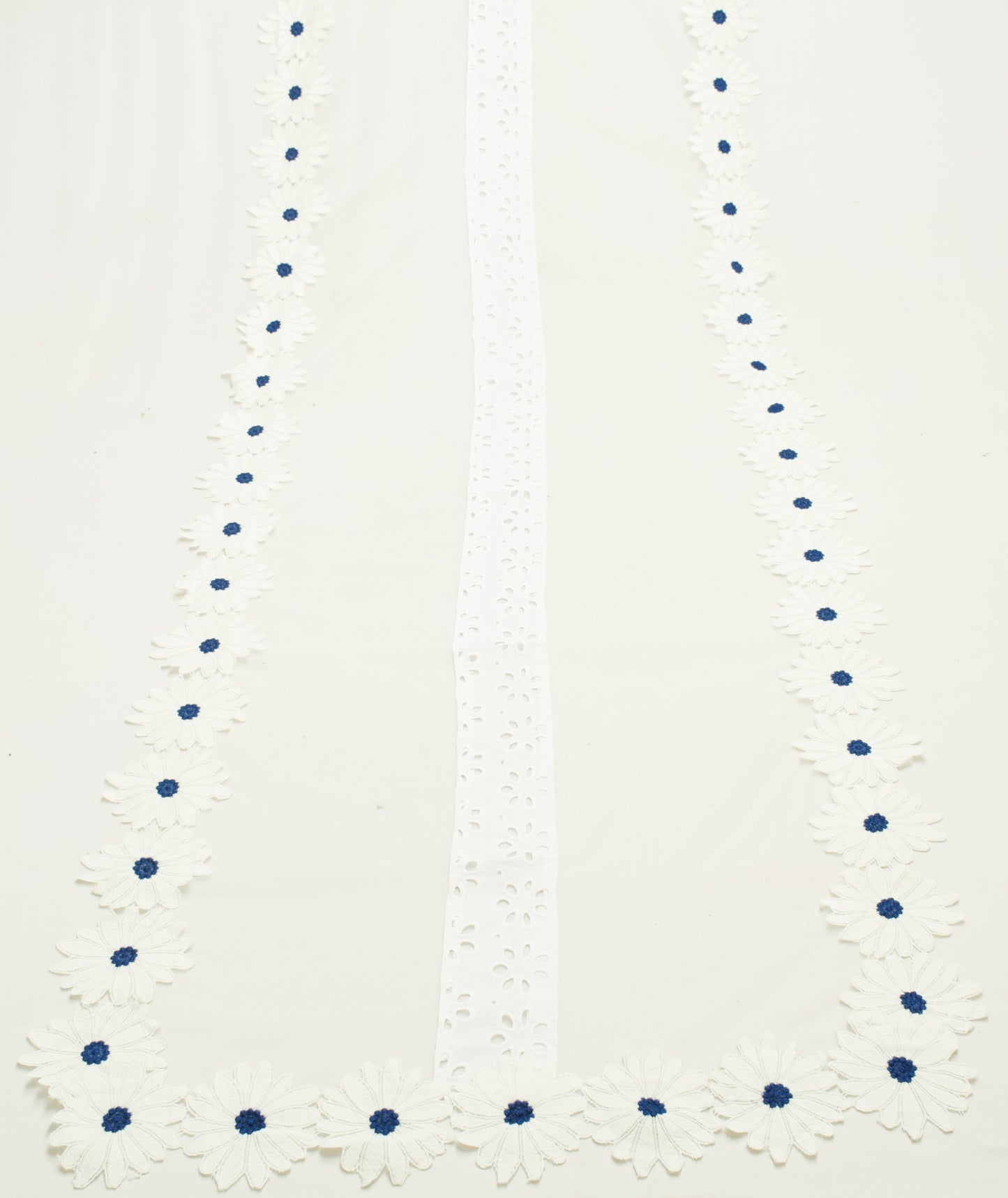 Sushila Vintage White Indian Dupatta Net Mesh Flora Patch Work Long Stole Scarve