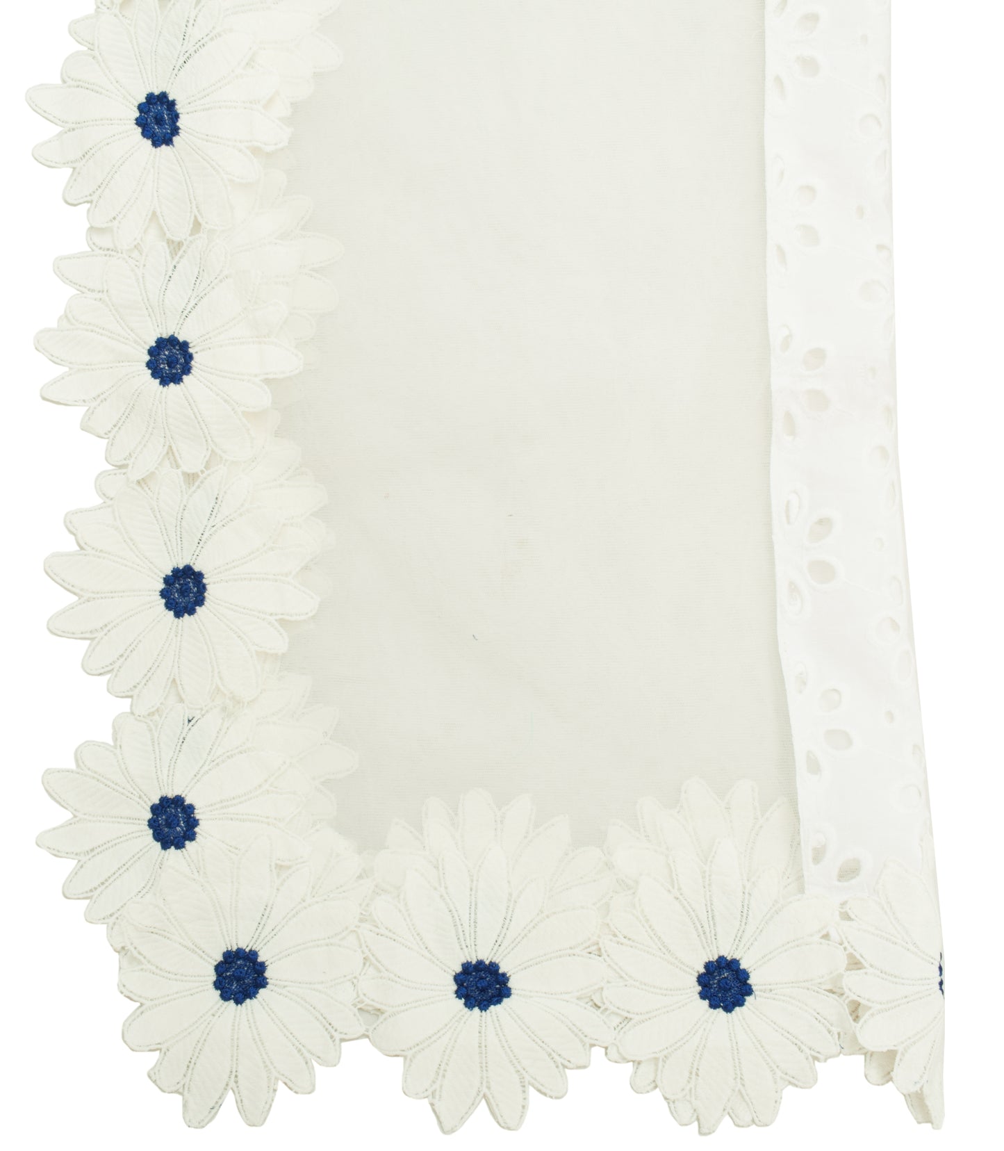 Sushila Vintage White Indian Dupatta Net Mesh Flora Patch Work Long Stole Scarve