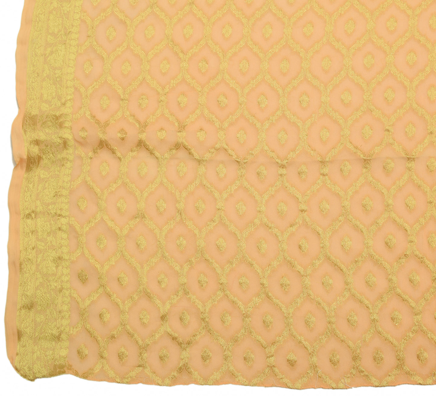 Sushila Vintage Indian Dupatta 100%Pure Georgette Silk All Over Woven Long Stole