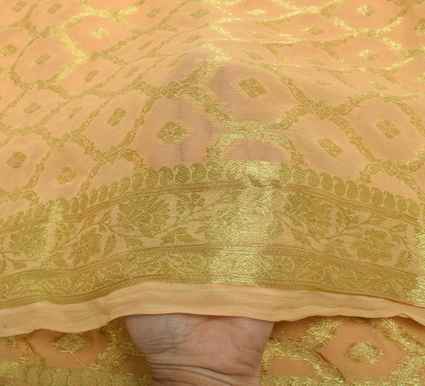 Sushila Vintage Indian Dupatta 100%Pure Georgette Silk All Over Woven Long Stole