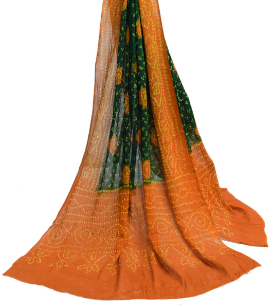 Sushila Vintage Dark Green Dupatta Pure Georgette Bandhani Printed Long Stole