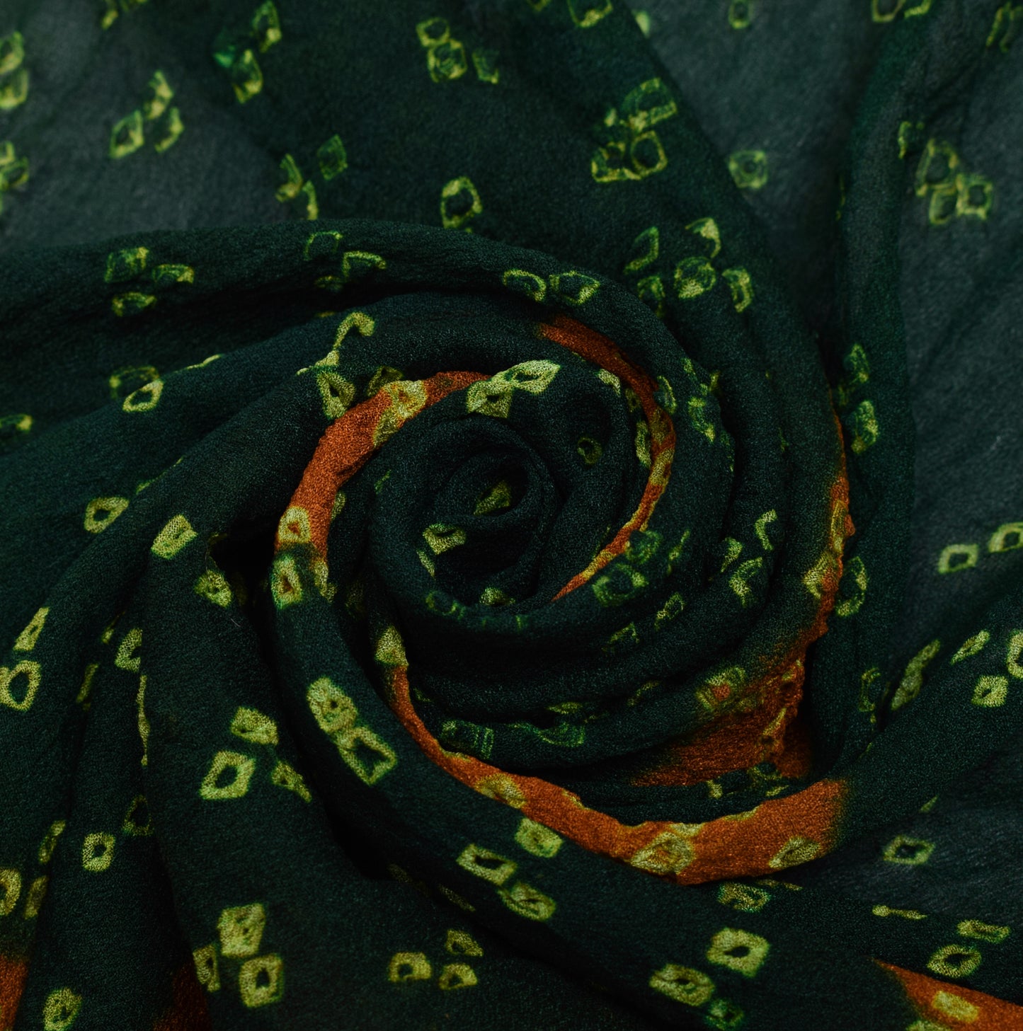 Sushila Vintage Dark Green Dupatta Pure Georgette Bandhani Printed Long Stole