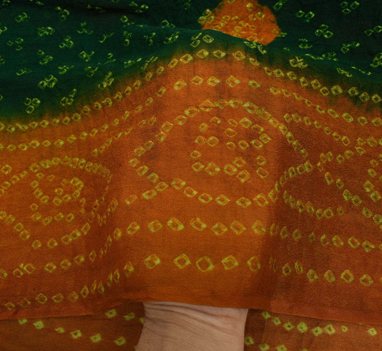Sushila Vintage Dark Green Dupatta Pure Georgette Bandhani Printed Long Stole