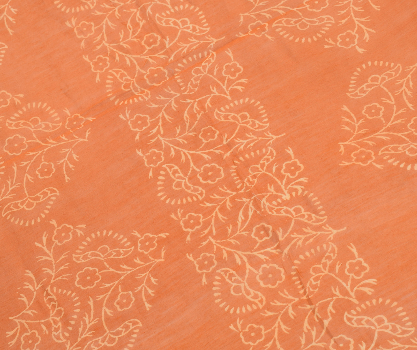 Sushila Vintage Orange Indian Dupatta 100% Pure Cotton Printed Floral Long Stole