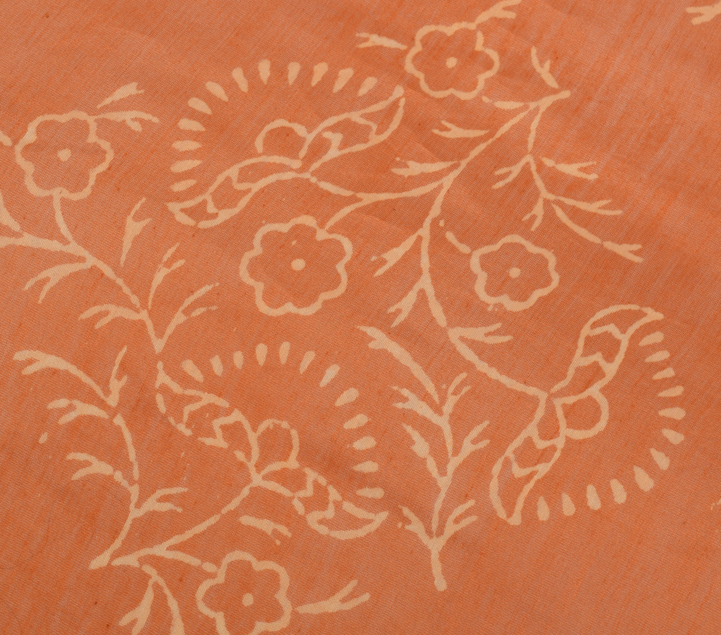 Sushila Vintage Orange Indian Dupatta 100% Pure Cotton Printed Floral Long Stole