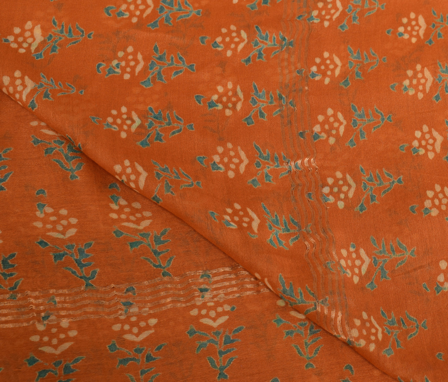 Sushila Vintage Orange Indian Dupatta 100% Pure Cotton Printed Floral Long Stole