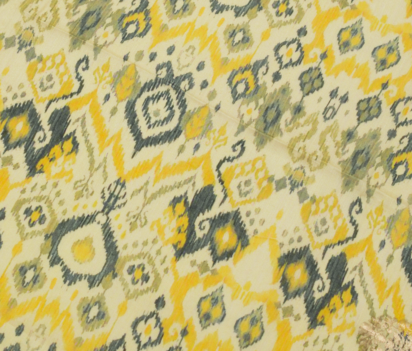 Sushila Vintage Light Yellow Dupatta 100% Pure Silk Printed Long Stole Wrap Veil