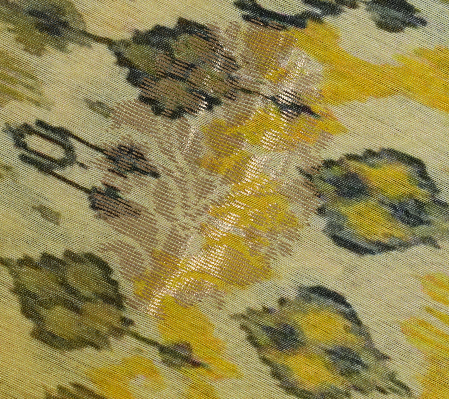 Sushila Vintage Light Yellow Dupatta 100% Pure Silk Printed Long Stole Wrap Veil